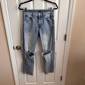 GAP Denim Ripped Knee Jeans Distressed Light Wash Casual Straight‎ Women's 27